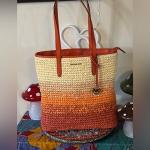 NWT - Michael Kors “The Michael” Large Ombré Straw Tote. Retail $498.00